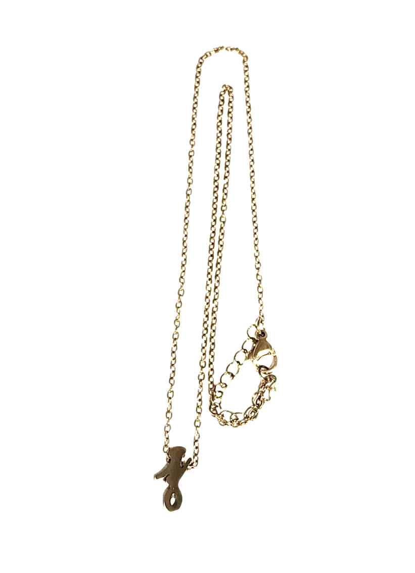 Dainty Cursive Letter J Initial Gold Tone Charm Pendant Necklace 17″ Name Cable