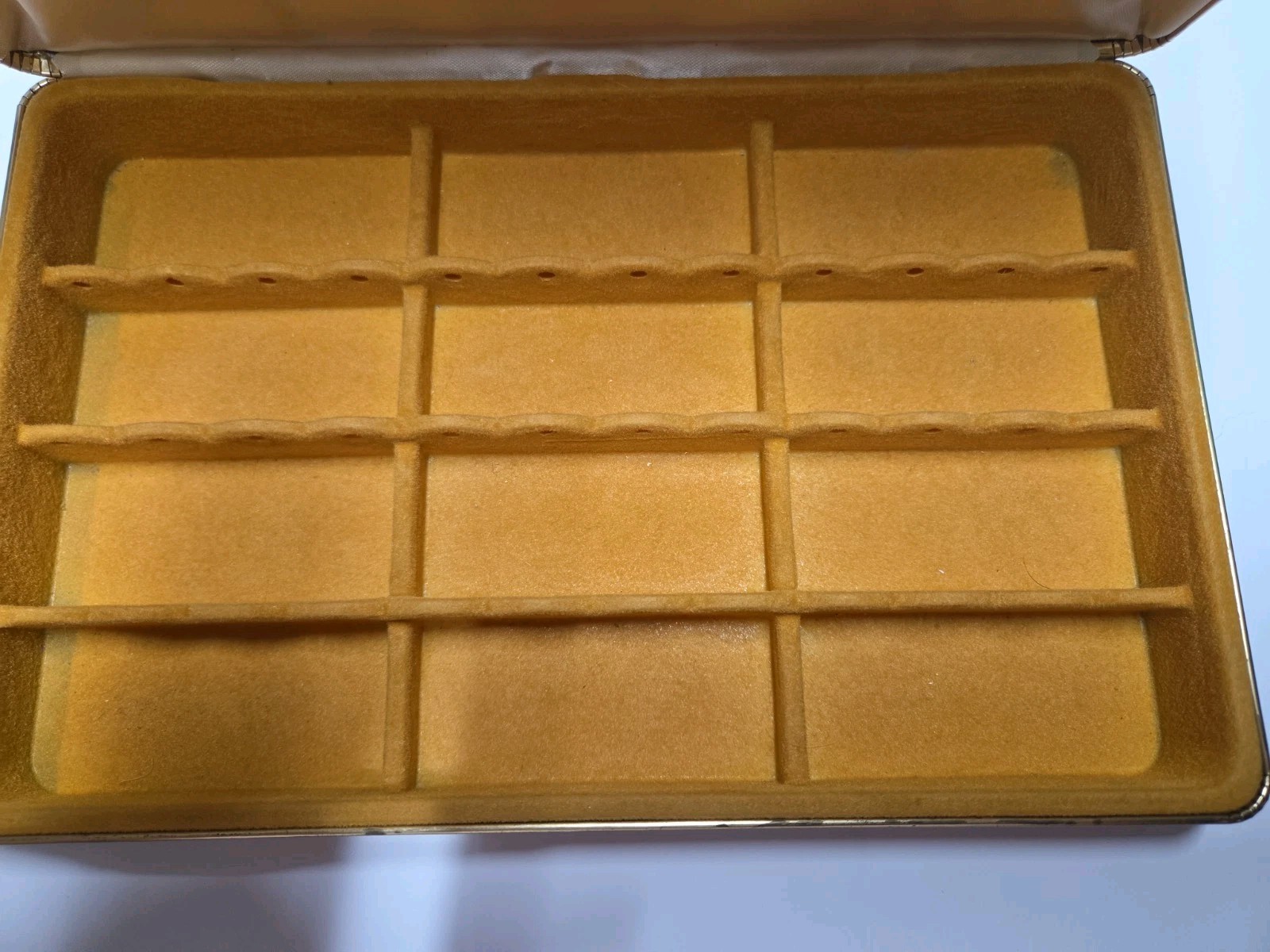 Vintage Mele Jewelry Box Organizer Marbled Butterscotch Gold Trim MCM