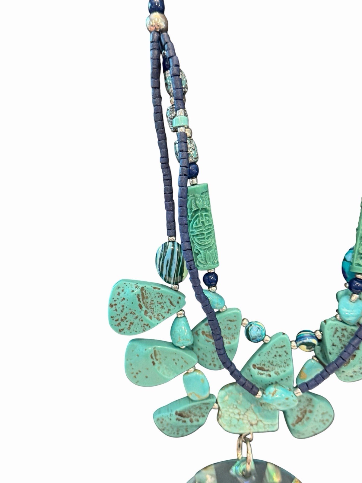 Chico’s Hera Pendant Necklace Turquoise Blue Statement Necklace NEW $55 Mermaid