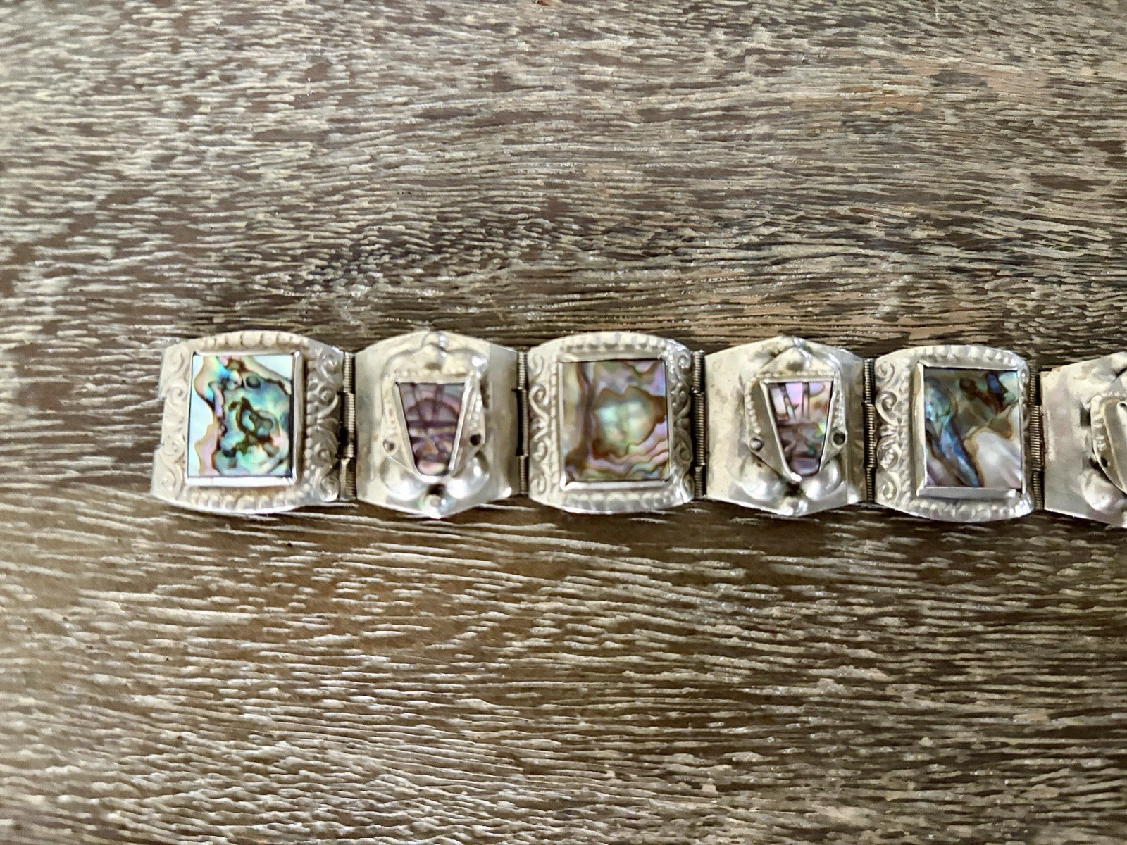 Silver Abalone Shell Bracelet Hecho En Mexico