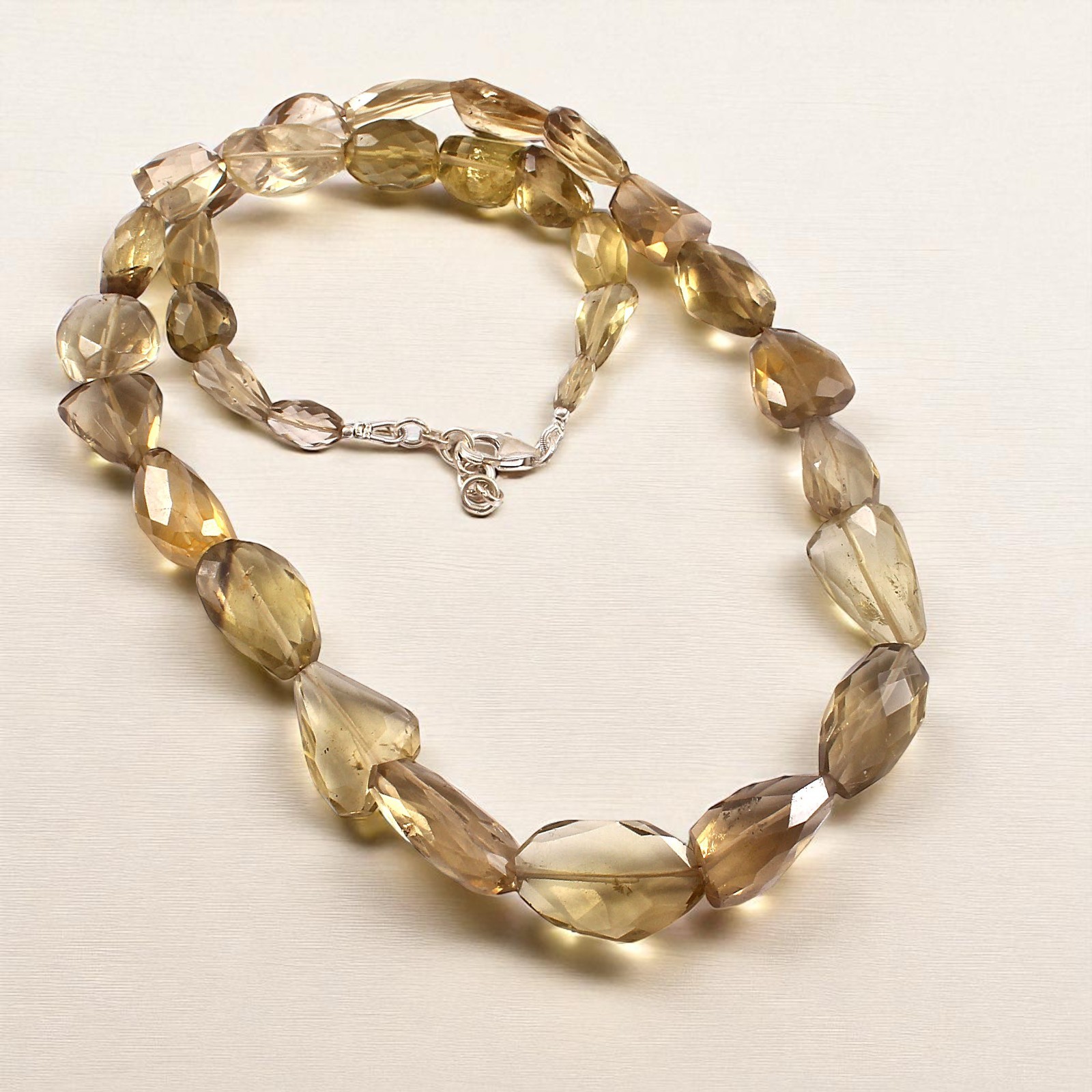 Natural Lemon Quartz nuggets shape beads Gemstone Necklace for women
