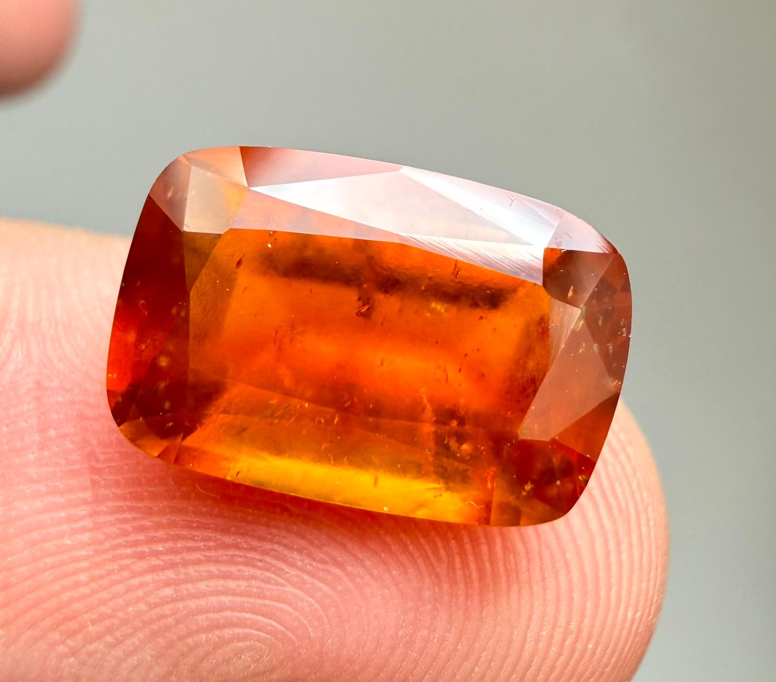 12.45 ct top quality natural orange color hessonite garnet loose gemstone