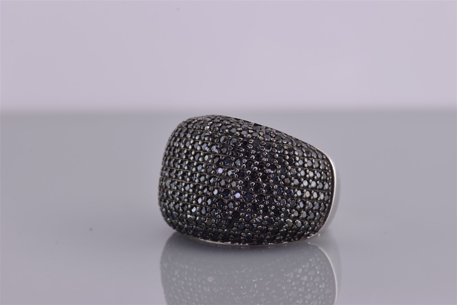 Fuzion Creation Sterling Silver Micro Black Cubic Zirconia Band Ring 925 Sz: 5