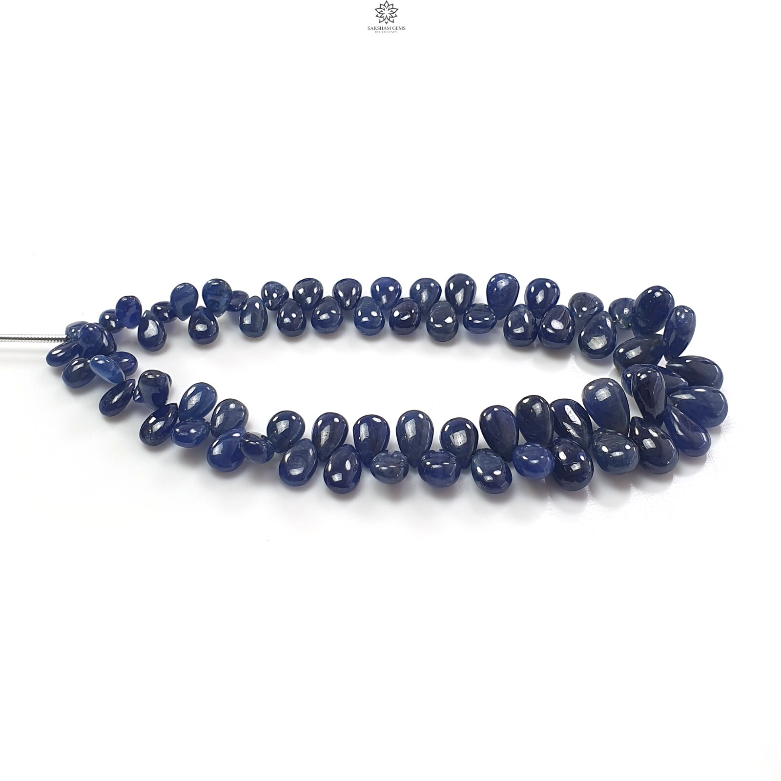 100.00cts Natural Blue Sapphire Gemstone Pear Plain Loose Beads 6*4mm – 9*6mm 4″