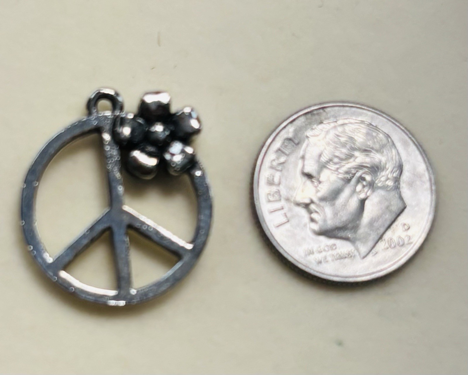 10 Peace With Flower Pewter Charms, Custom Made, Lead Free, Nickel Free USA