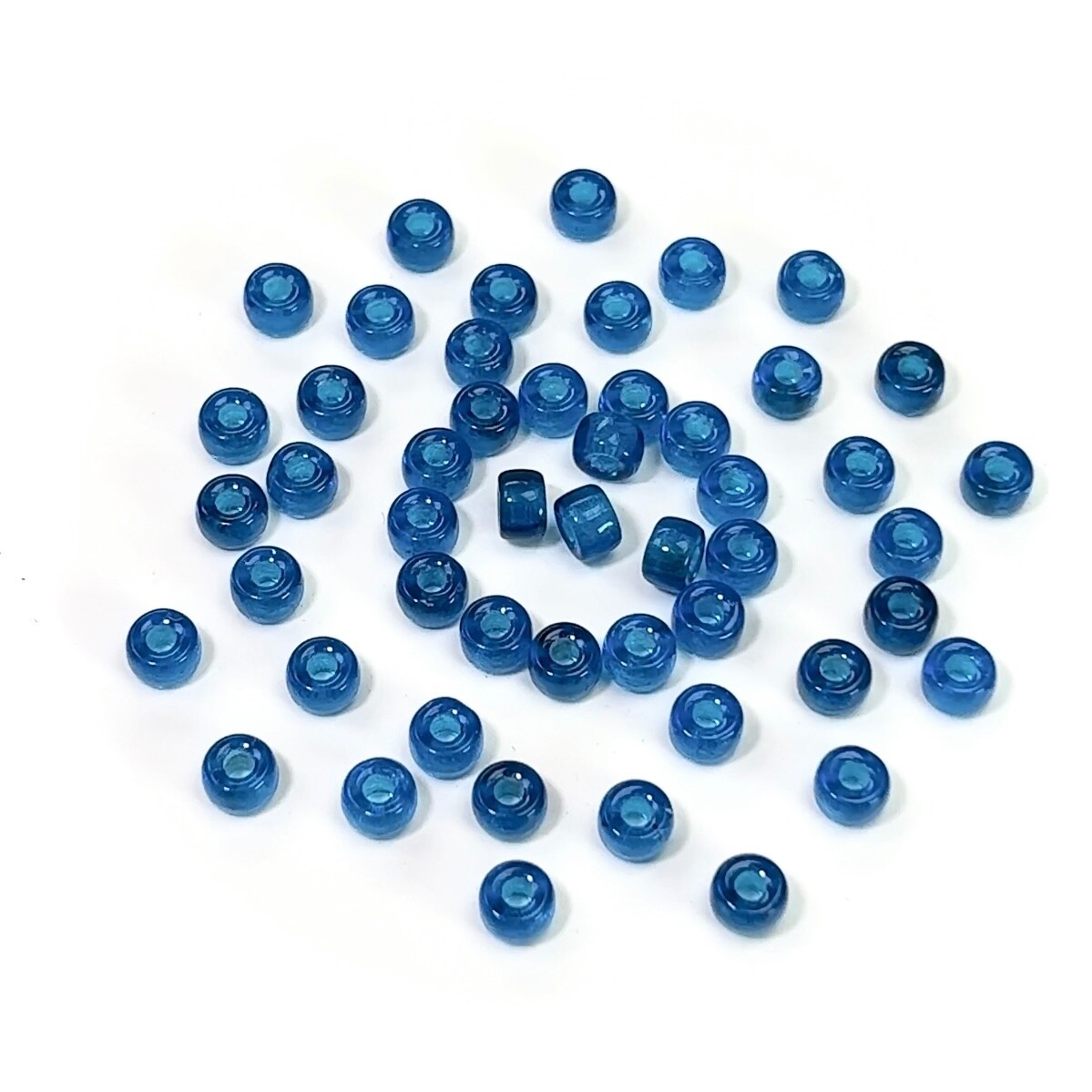 Czech Glass Druk Large Hole Beads 6mm, Medium Aqua blue color, 50pc J105