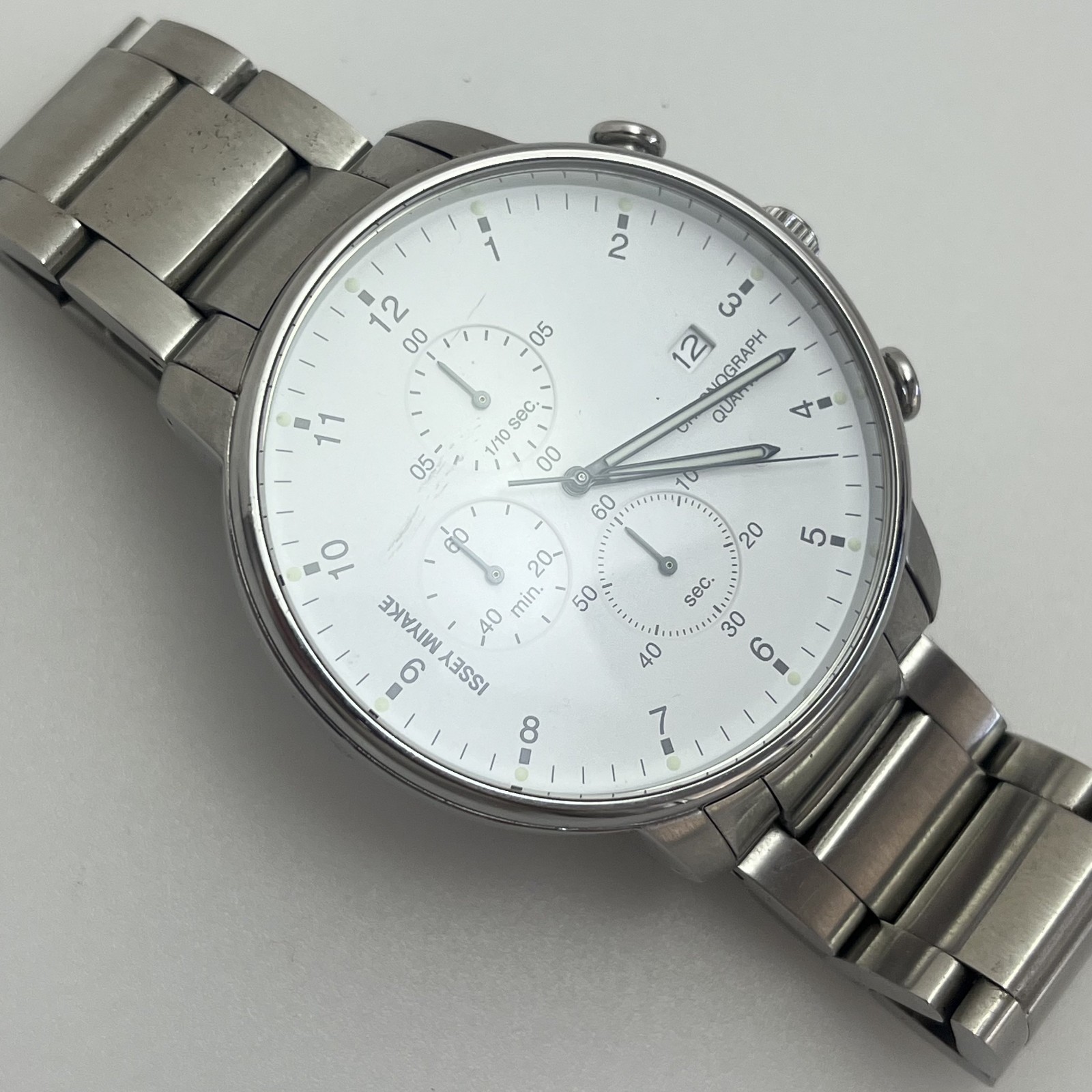 Seiko Issey Miyake C by ICHIRO IWASAKI Qz White Dial SS Band Watch Japan#506B