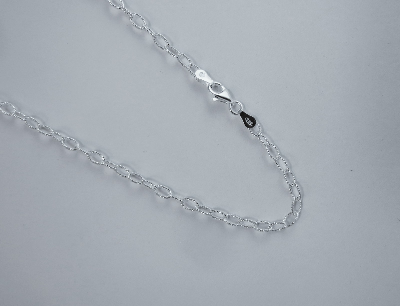 Sterling Silver 4 x 5 mm D/C Oval Rolo Chain Pure .925 Italian 7,8,16,18,20 Inch