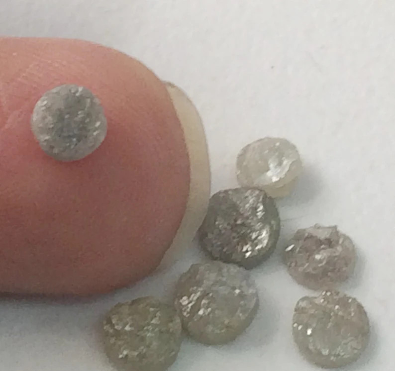 5-5.5mm, Grey White Rough Diamond Discs, Diamond Tyre, 1Pc, Diamond Studs