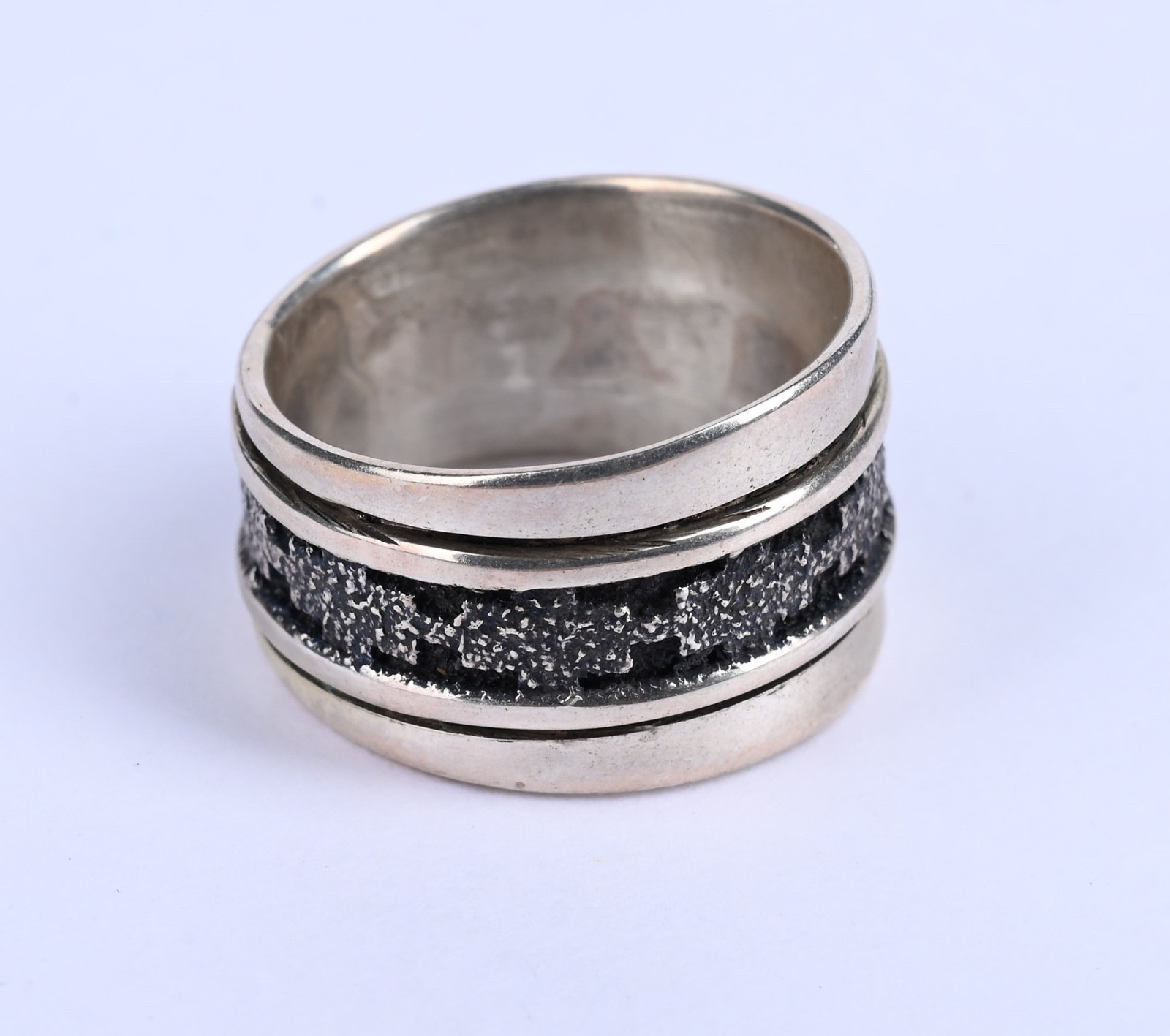 Southwest Sterling Silver Textured Wide Band Ring Size 7 7.83g