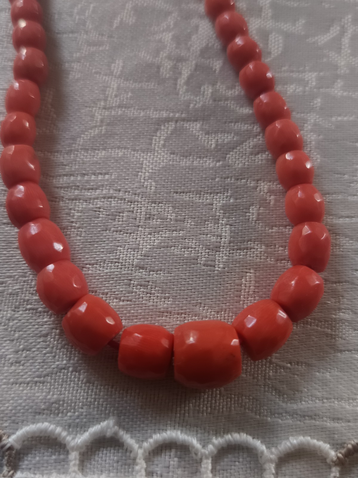 Natural Coral Wire Faceted Barrels