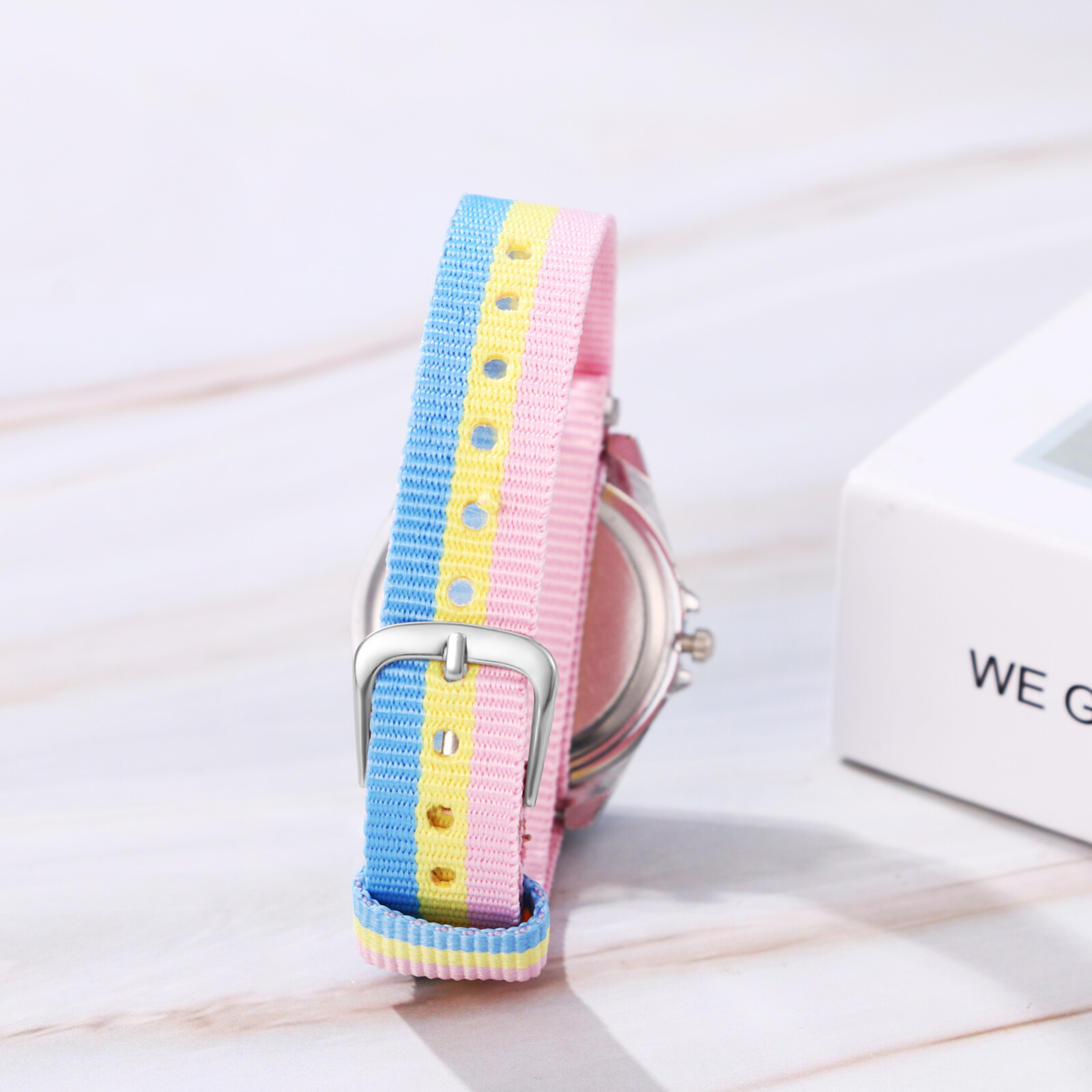 Kids Boys Girls Striped Nylon Strap Watch Quartz Wrist Watches Birthday Gift