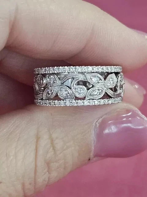 2.88 Ct Round Cut Moissanite Eternity Wedding Band Ring 14K White Gold Plated