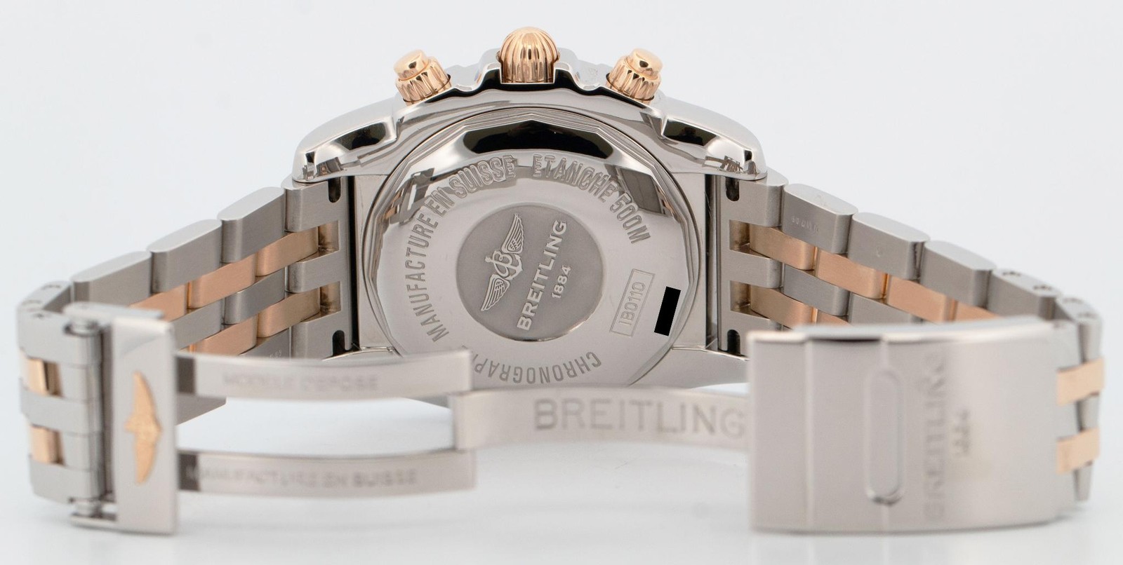 Breitling Chronomat Chronograph 44mm 18K Rose Gold Stainless IB0110 Watch BOX