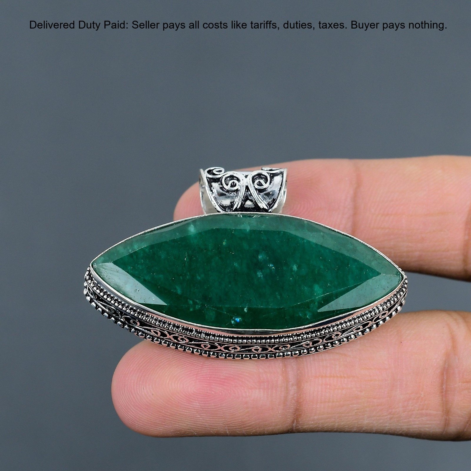 Natural Zambian Emrald Sterling Silver Bezel New Vintage Wedding Pendant Jewelry