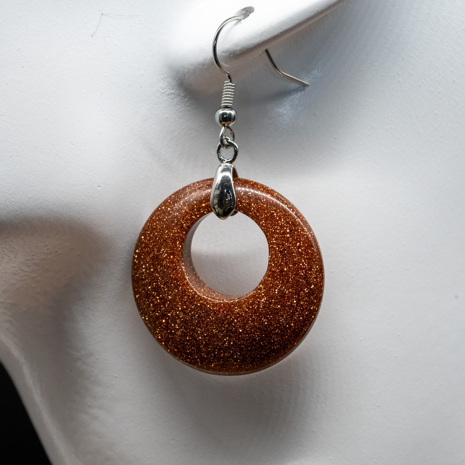 Goldstone Crystal Earrings Gold Sandstone Circle Silver Womens Jewelry Gold Gift