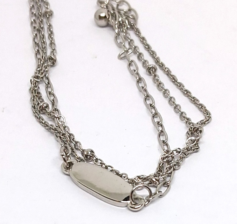 Vintage Silver Tone Triple Chain Bracelet Size 7.25