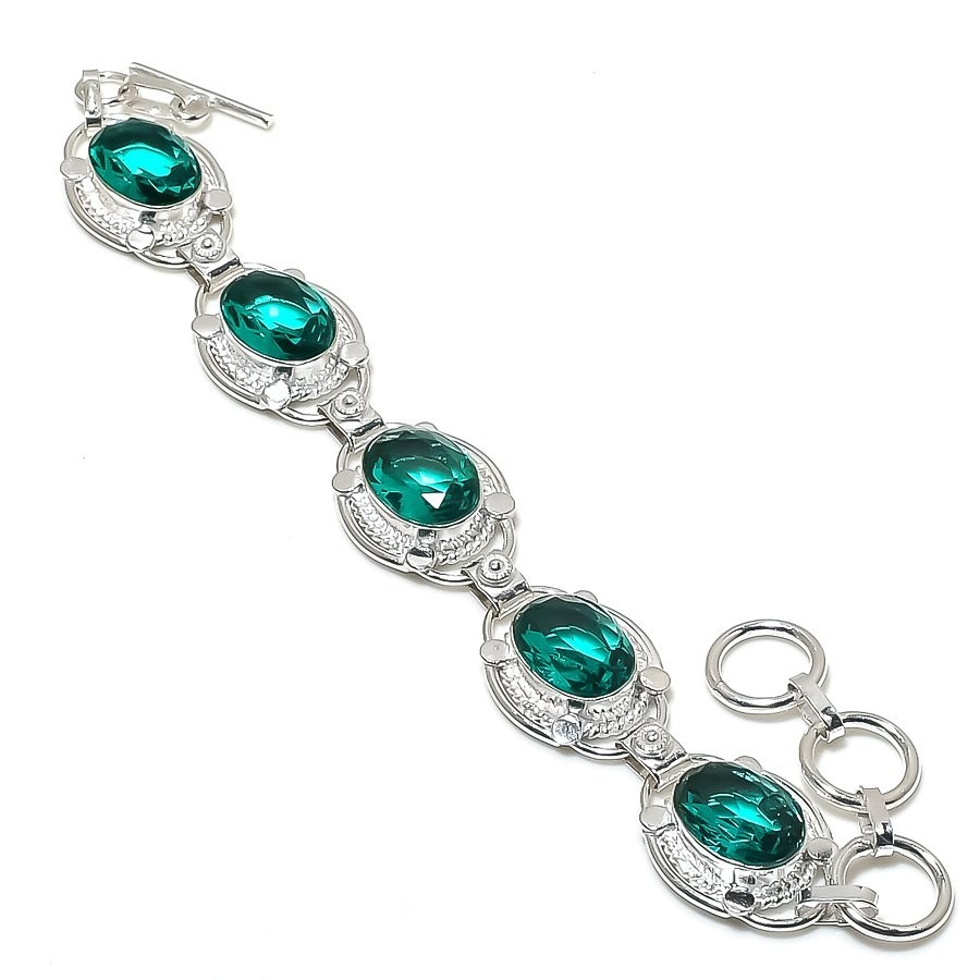 Mint Turmaline Gemstone Handmade 925 Sterling Silver Jewelry Bracelet Size 7-8″