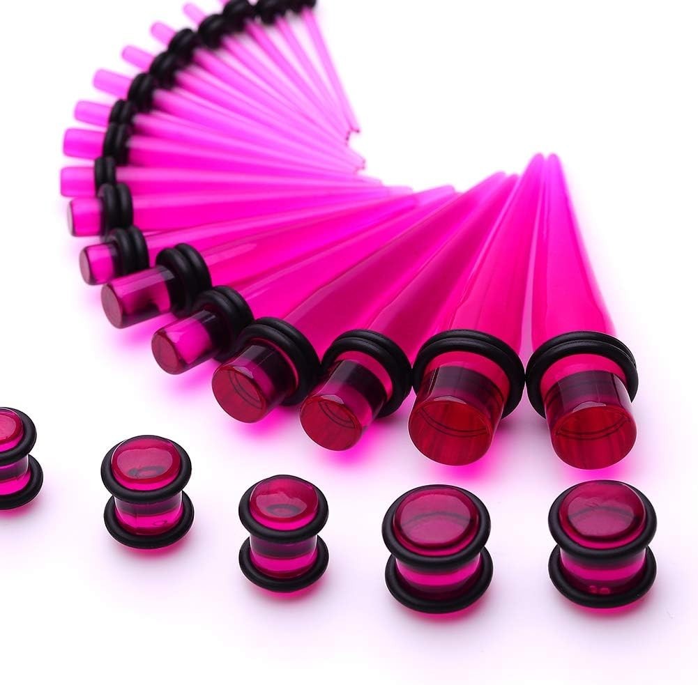 50-Piece Acrylic Ear Stretching Kit 14G-00G – Tapers, Plugs & Silicone Tunnels