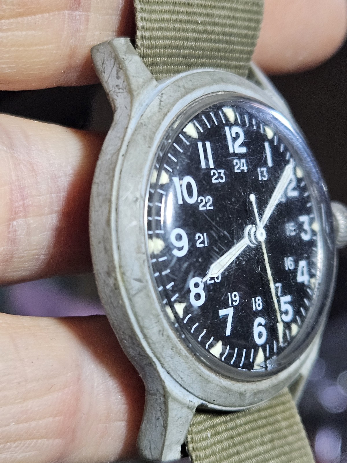 Vtg MAR 1970 Benrus Corp MIL-W-46374 Military Watch Vietnam War Orig Strap Works