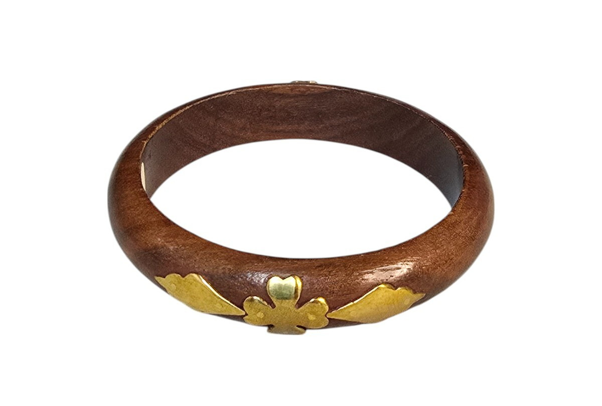 Stephan & Co Women’s Trendy Brown Wood Brass Thin Bangle Bracelet NWT