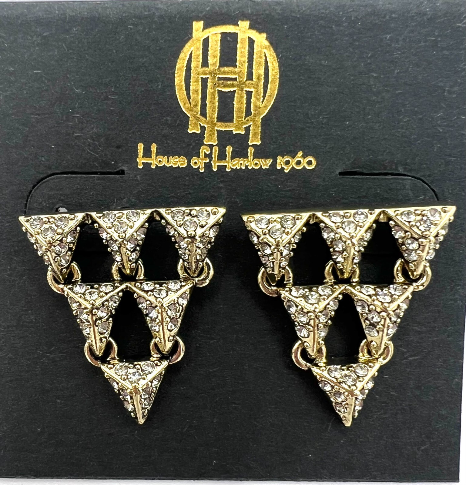 House of Harlow 1960 stud triangle earrings w/crystals