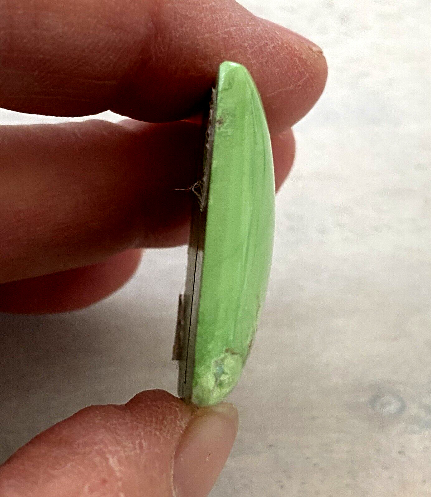 Pair Large Lime Green Gaspeite Rectangular Cabochons Not Backed