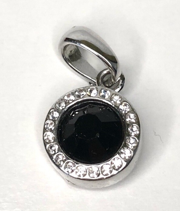 Elo7 18k Gold Plated Crystal Halo Black Zircon Filigree Back Caged Puff Pendant