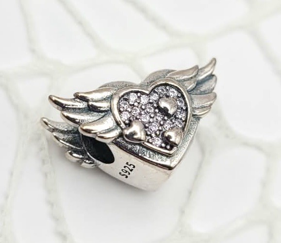925 Sterling Silver Angel Wings Charm Pendant For Bracelet /Necklace