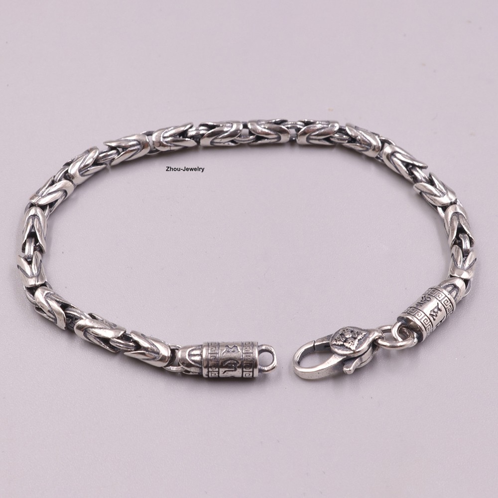 New Pure 925 Sterling Silver Bracelet 4mm Byzantine Link Chain 18cm/7.1inch