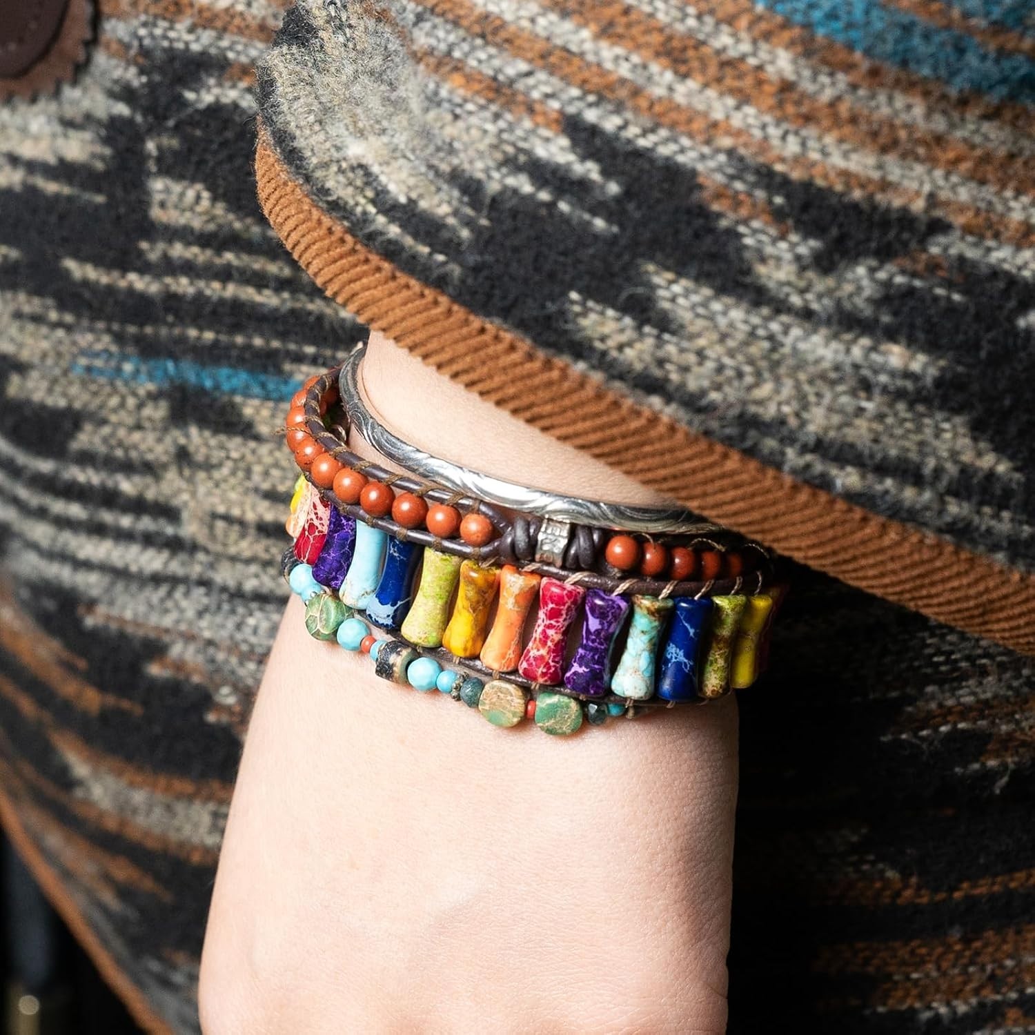Inspirational 7 Chakra Bracelet – Handmade Natural Stone Jewelry for Self-Love
