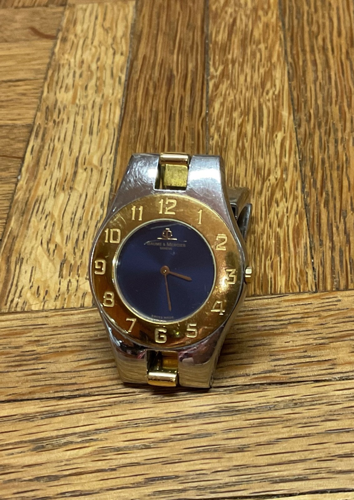 Baume & Mercier Linea 5161 Swiss Quartz Two Tone Blue Dial Watch