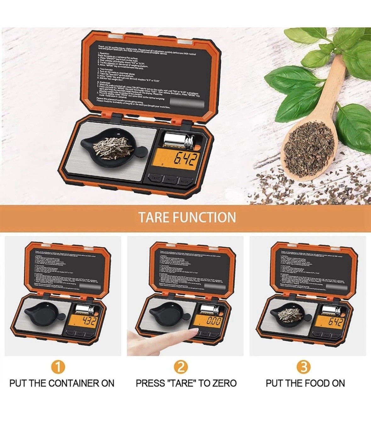 Orange Digital Pocket Scale 200g x 0.01g Jewelry Gold Gram Herb Karat Weight
