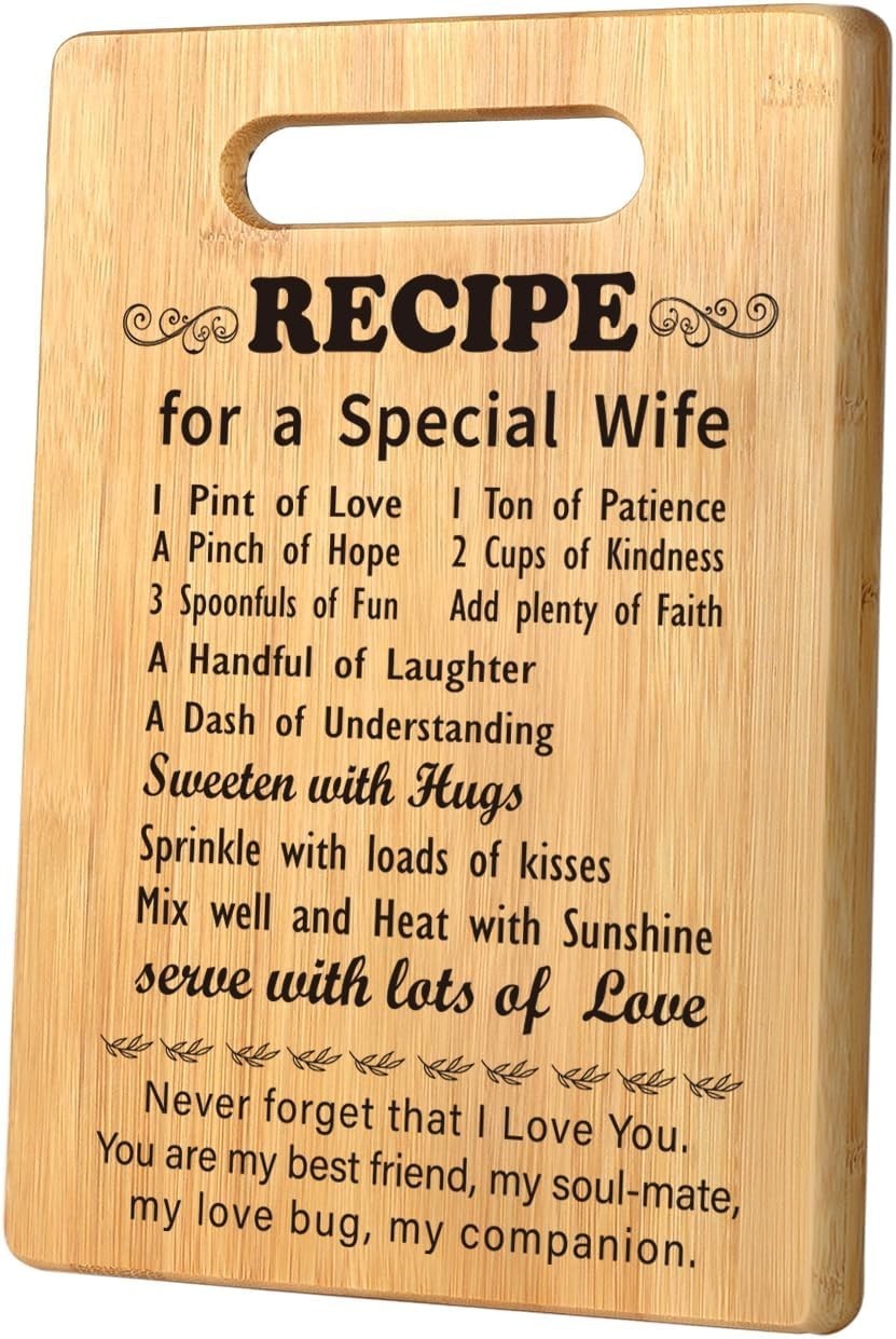 Bamboo Cutting Board with Love Message – Anniversary & Birthday Gifts