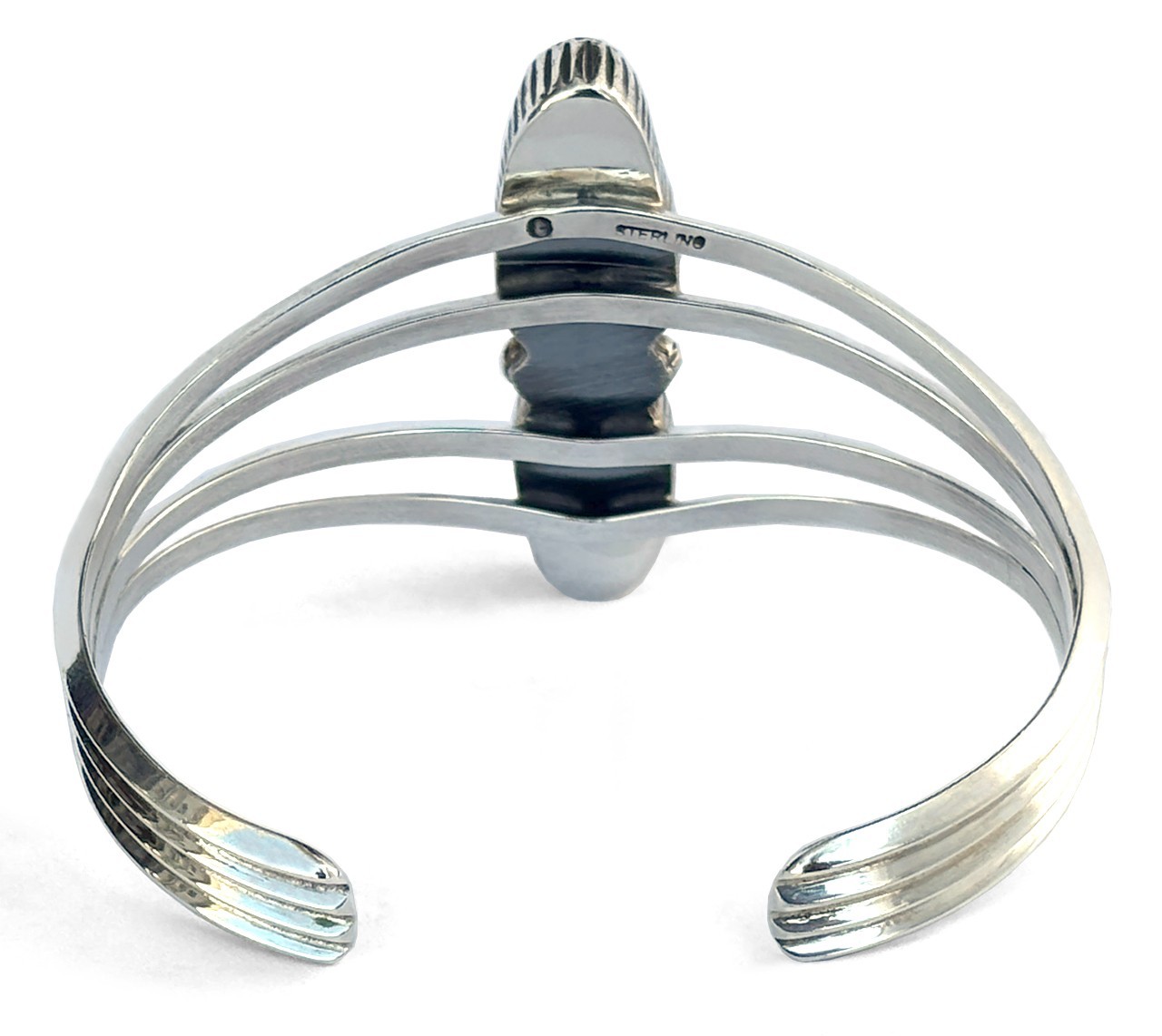 Navajo Sterling Silver & 2 Mother of Pearl Cuff Bracelet, G Boyd Native American
