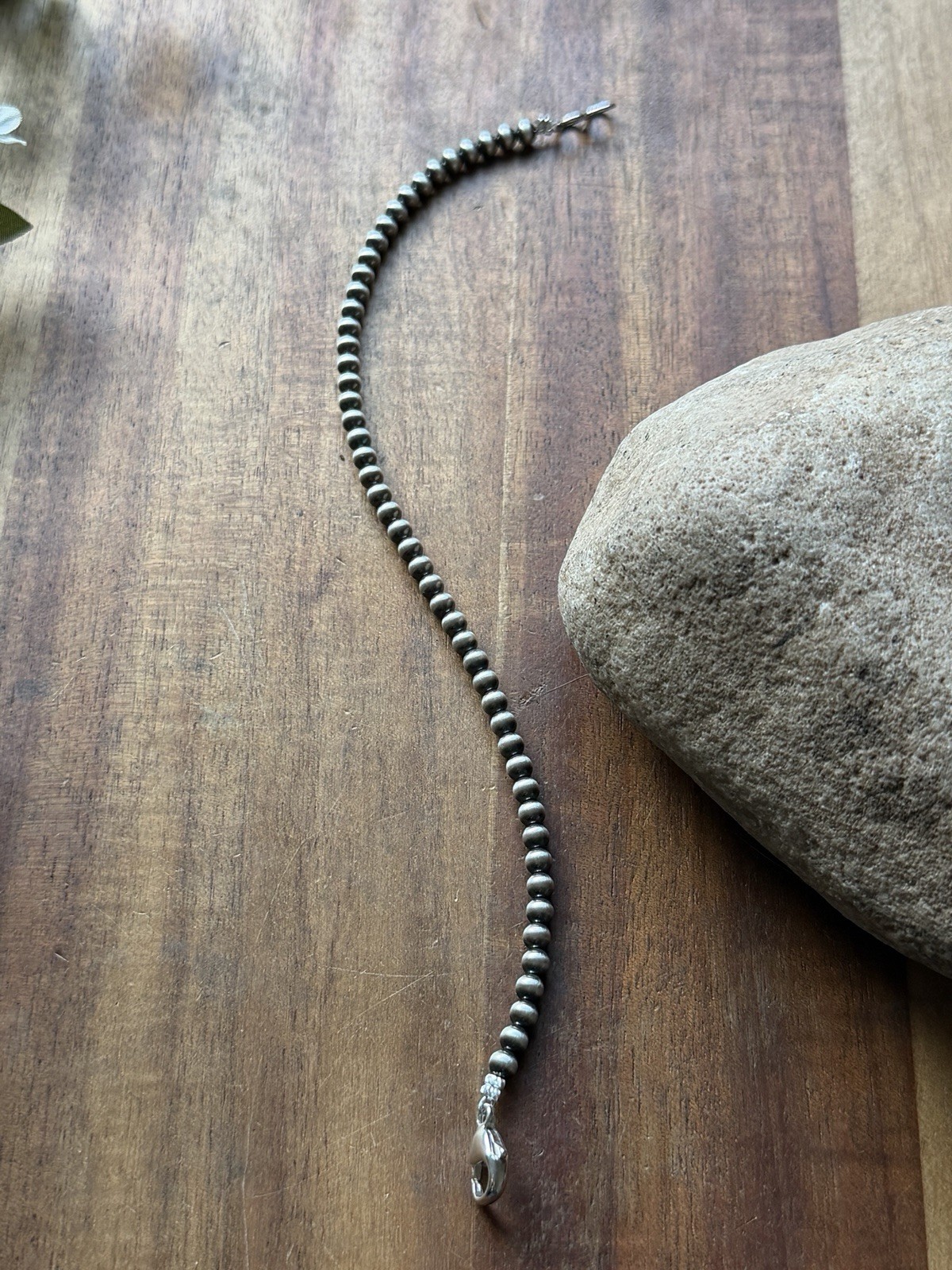 Necklace Extender Sterling Silver Pearls Bead 4mm 8 Inch