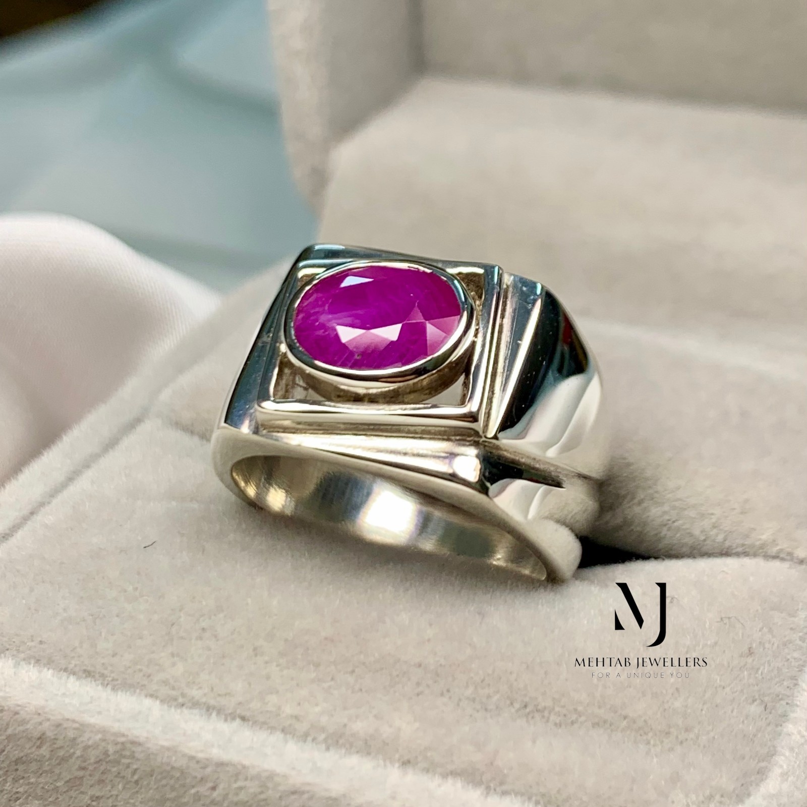 Natural Red Ruby Ring 925 Sterling Silver Men Statement Band Handmade Gift