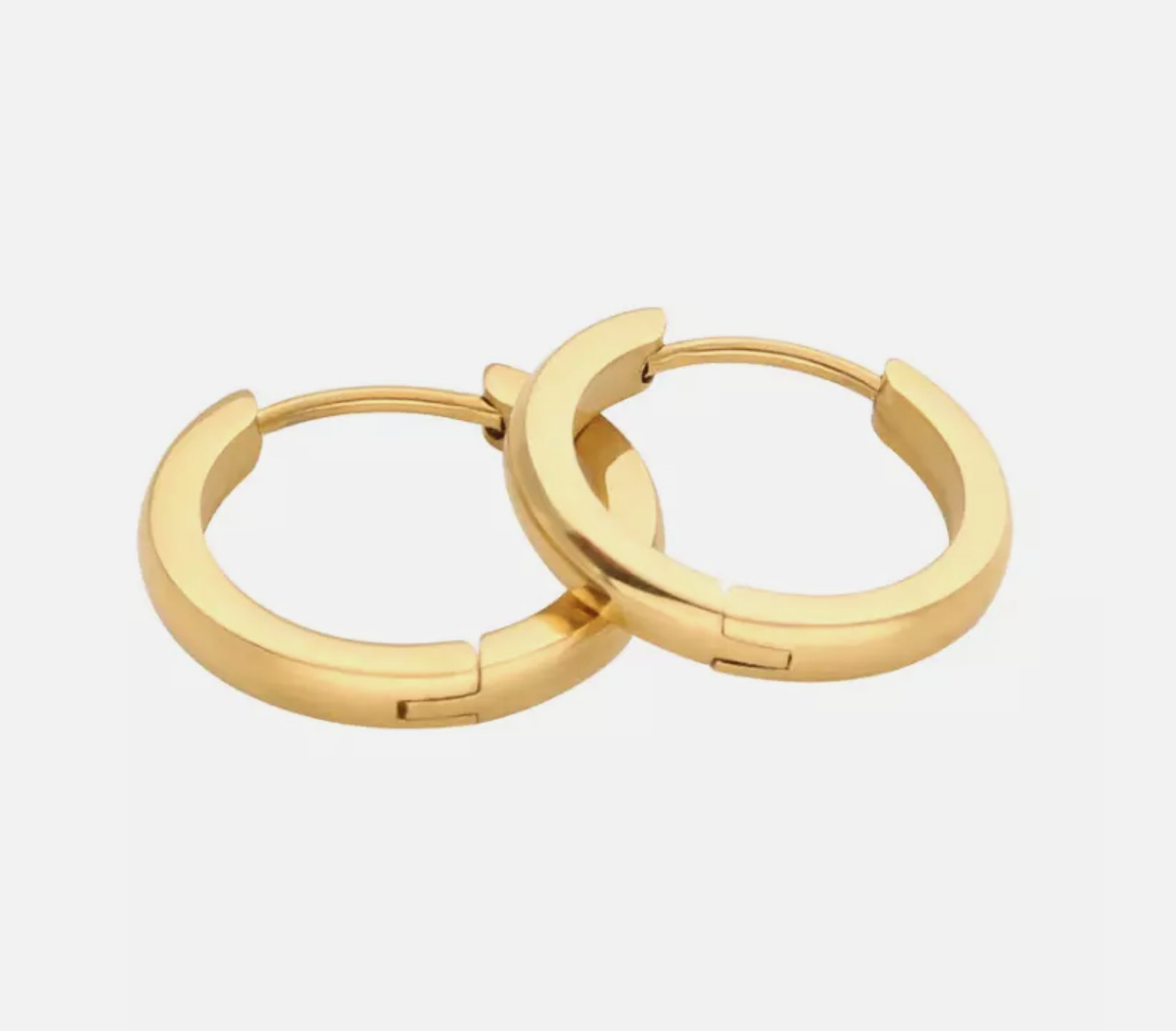 2Pcs Women Men Stainless Steel Round Hinged Huggie Hoop Earrings