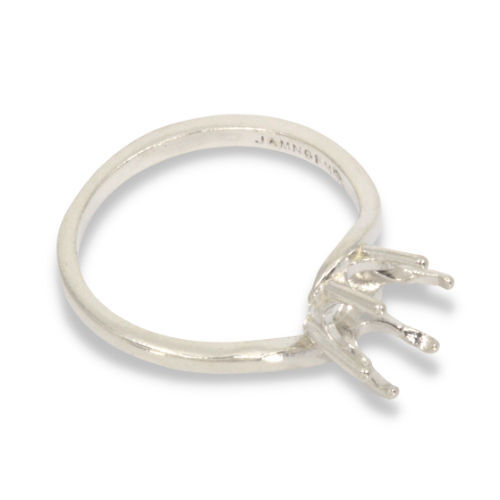 (4mm – 11mm) Round Crescent Solitaire Pre-notched Ring Setting(Ring Sizes 4-11 )