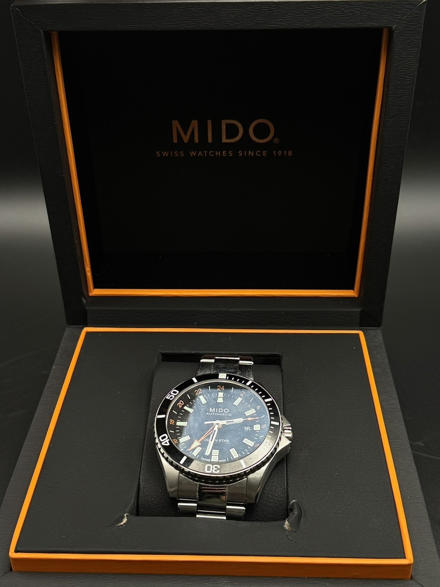 MIDO OCEAN STAR GMT AUTOMATIC SWISS MADE BLACK DIAL STAINLESS STEEL (J03028524)