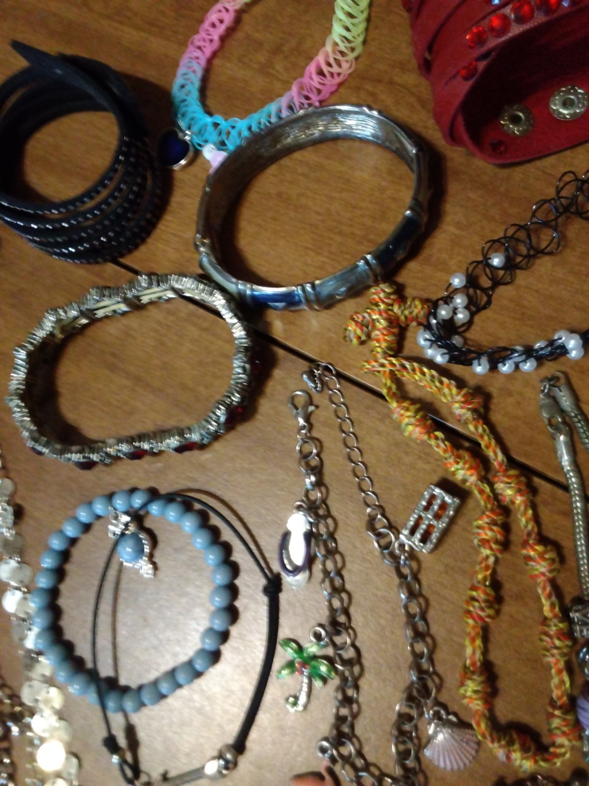 37 Bracelet LOT Diff Size Style Material Color Age Bead Stretch Charm Wear Craft