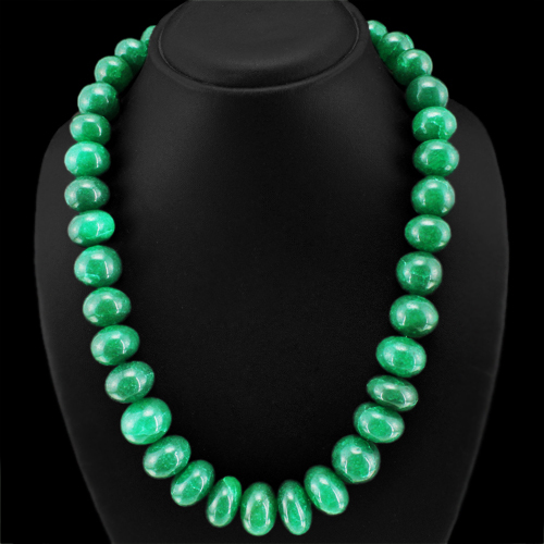 BREATHTAKING QUALITY 1023.00 CTS EARTH MINED GREEN EMERALD ROUND BEADS NECKLACE