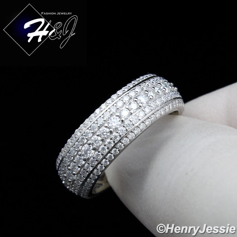 MEN SOLID 925 STERLING SILVER ICY 2.25CT MOISSANITE 8MM WEDDING BAND RING*MSR251