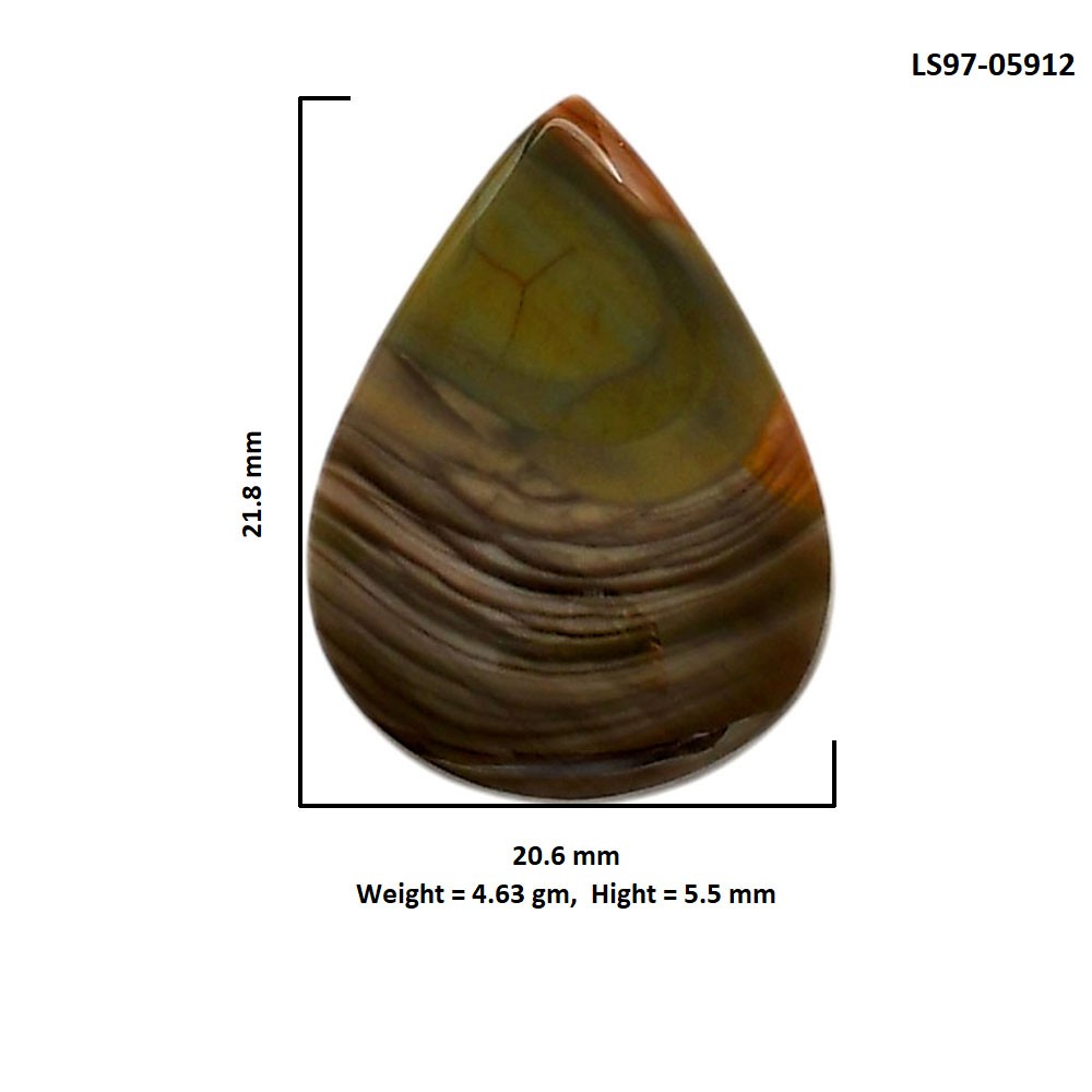Natural Imperial Jasper 20.6×21.8×5.5 mm Pear Shape Polished Gemstone LS97-05912