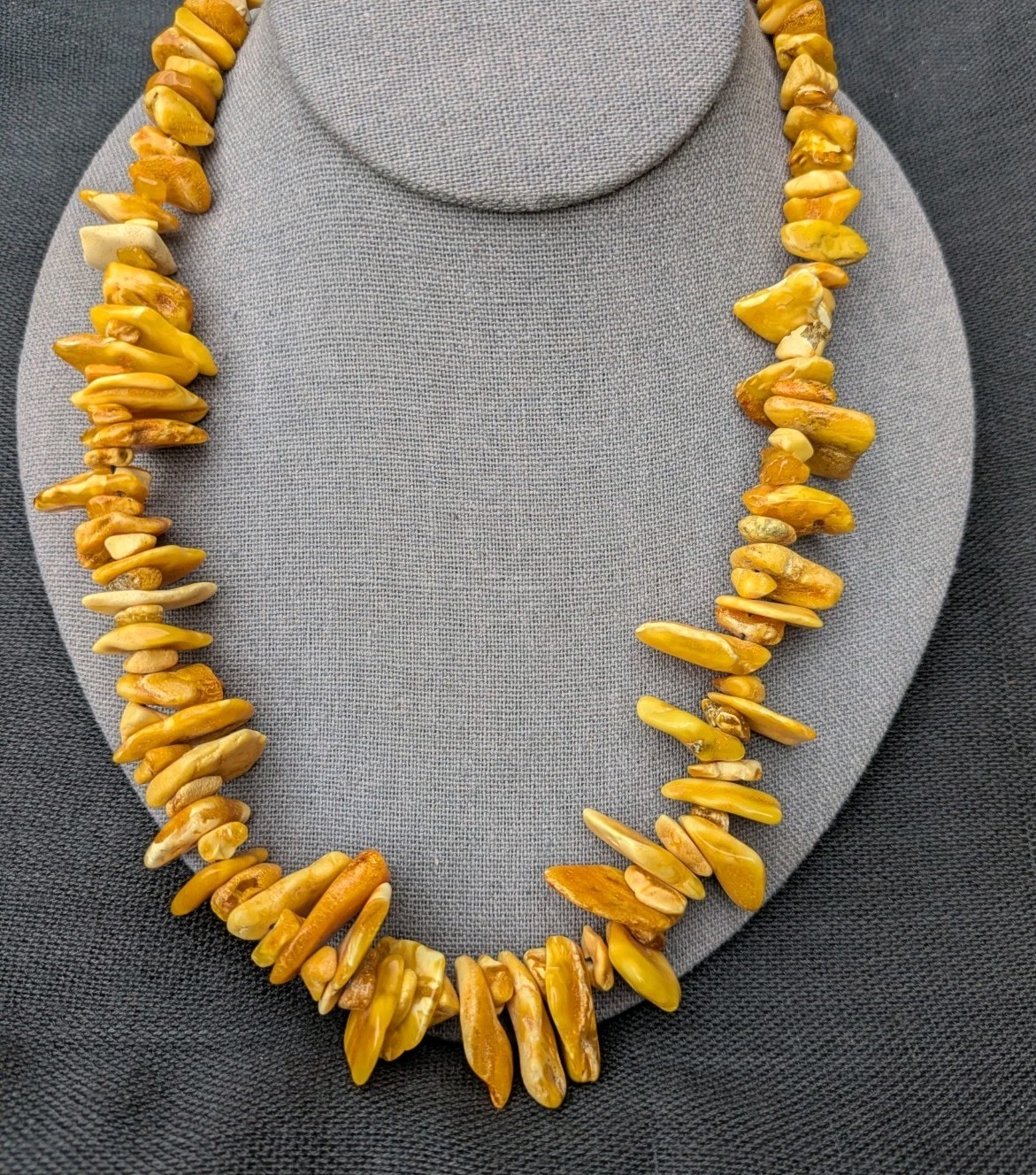 Egg Yolk Butterscotch Amber Beaded Necklace ~ 50 g, 21″ Strand Nugget Beads D83