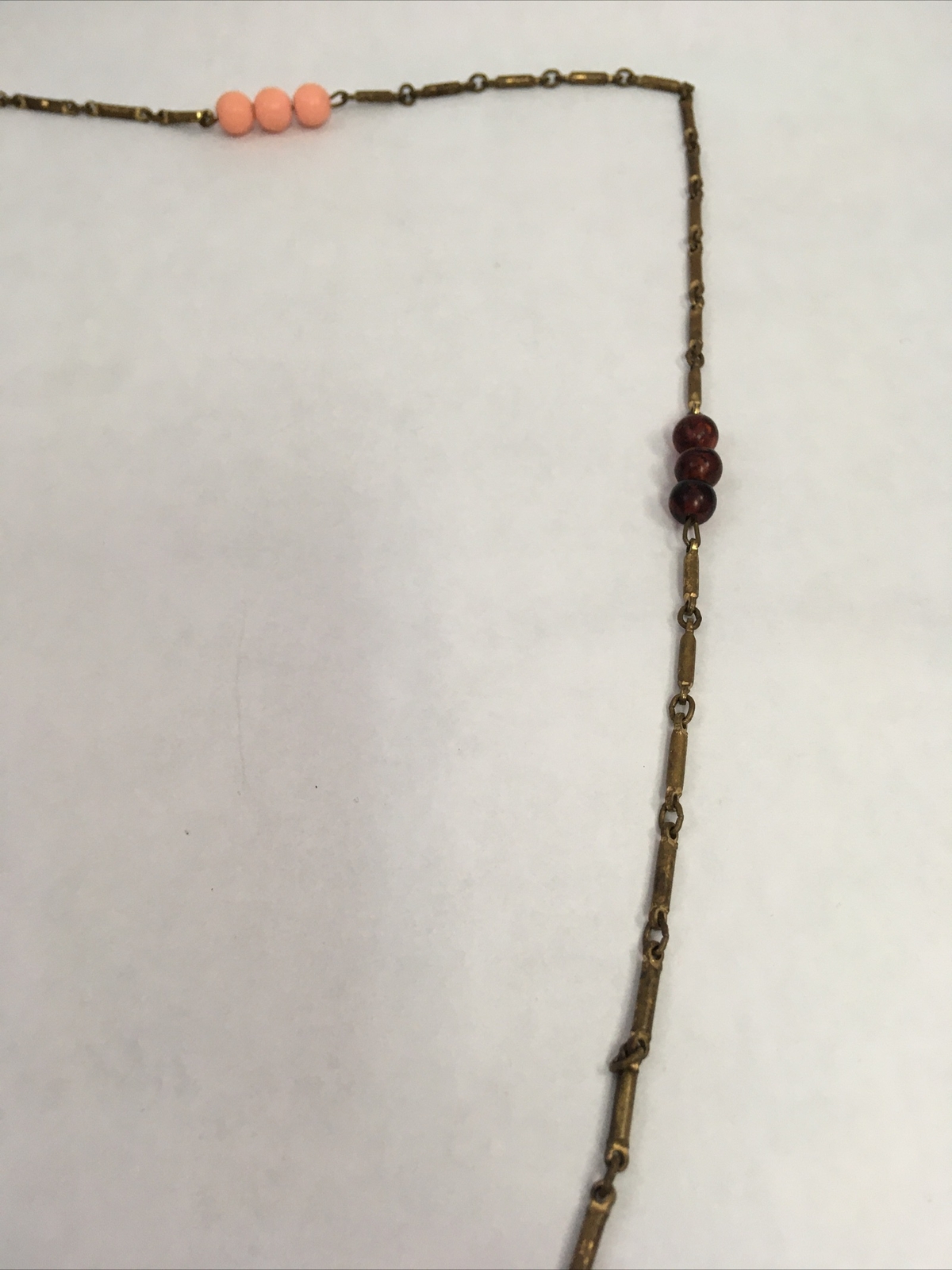 Multi Color Beaded Gold Tone Strand Necklace 32″ Vintage Boho Chic String