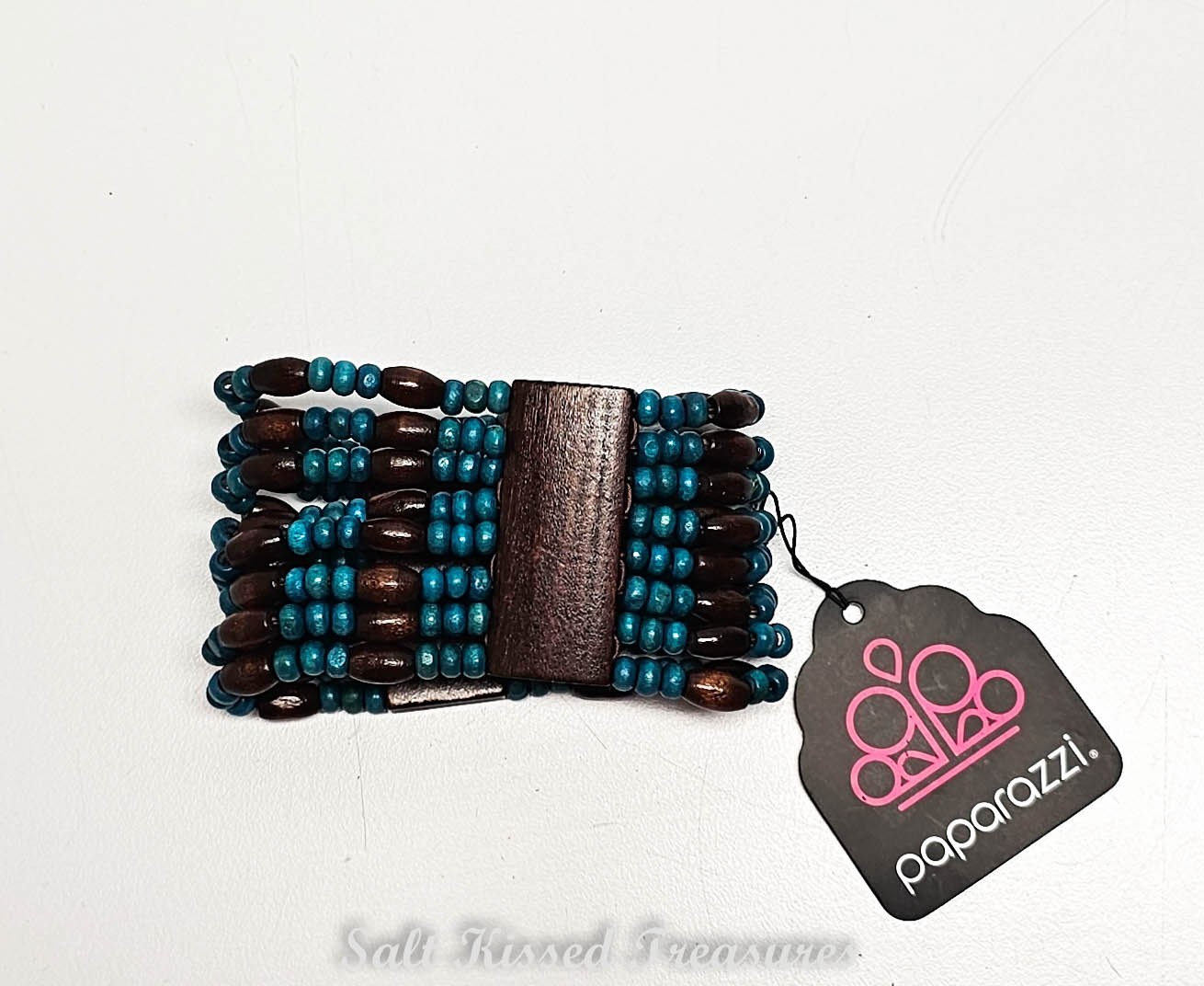 Wooden Beaded Blue Bracelet-Tropical Nirvana-NWT