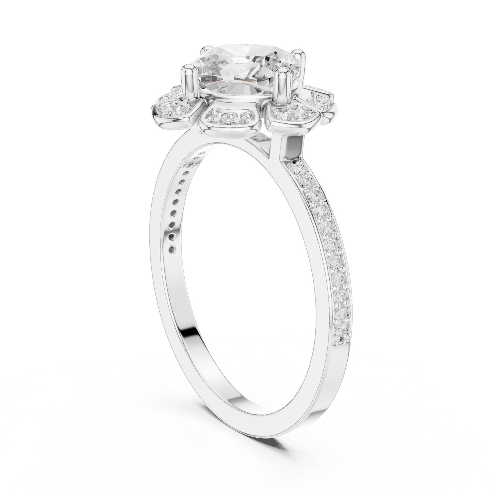 Cushion Certified 1.6 Ct Lab Grown Diamond Anniversary Cosmos Ring 14K Gold Over