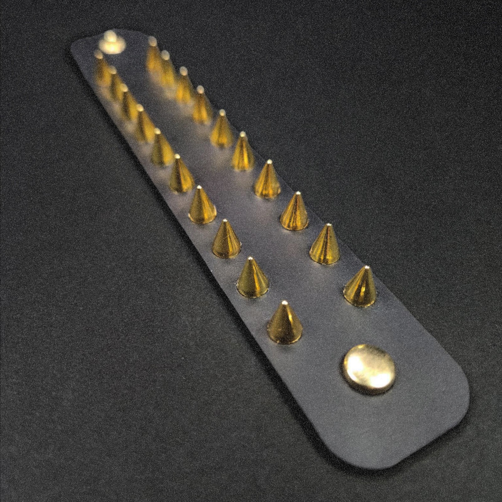 Leather Cuff – Black And Gold – Handmade Leather Spiked Bracelet