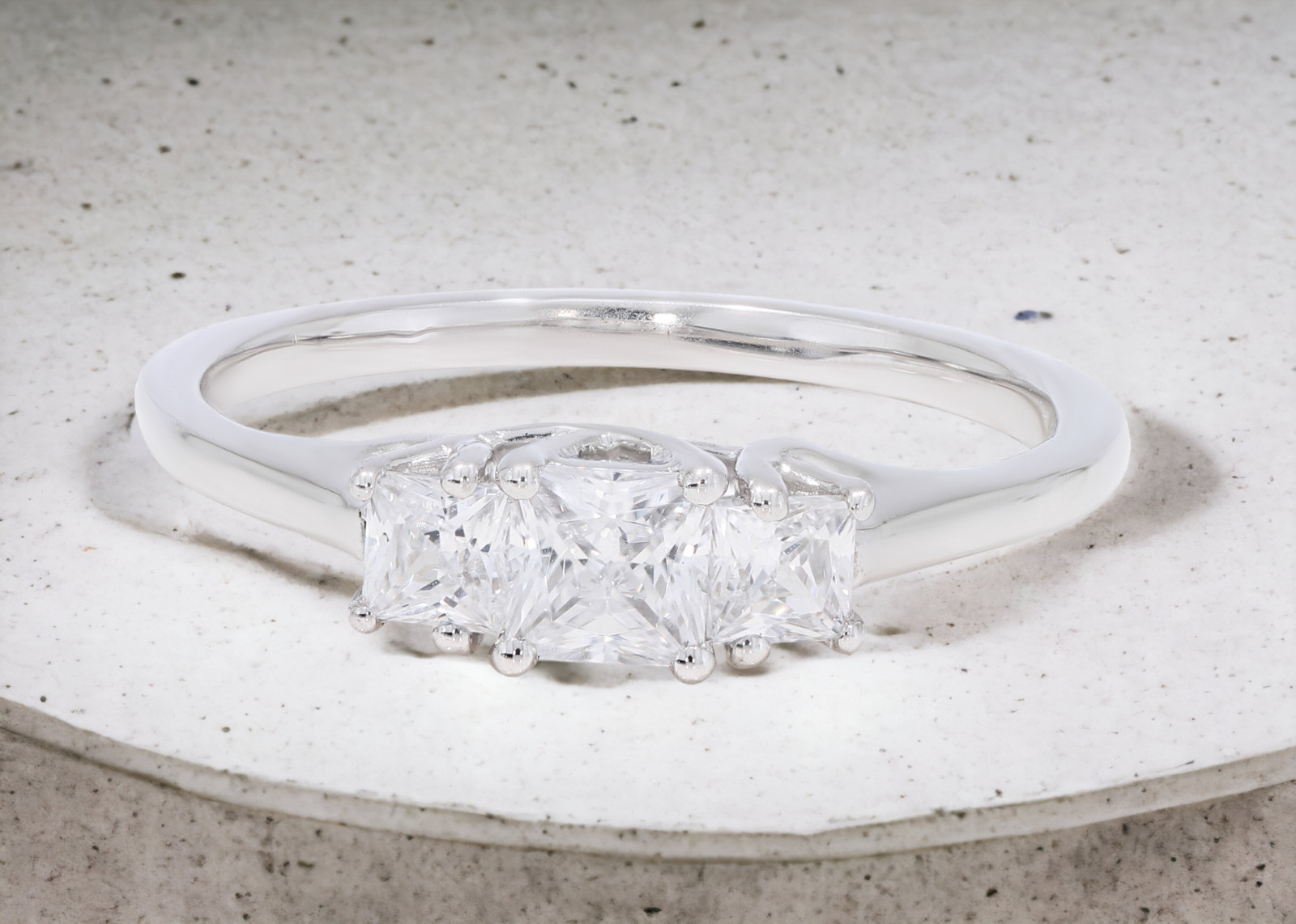 0.60Ct Princess Cut Moissanite 3 Stone Engagement Ring in 10K Gold for Women